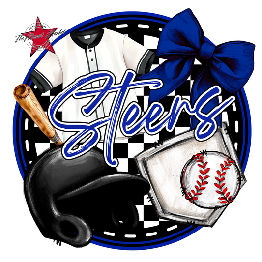 Steers Circle Baseball Design-Royal Blue