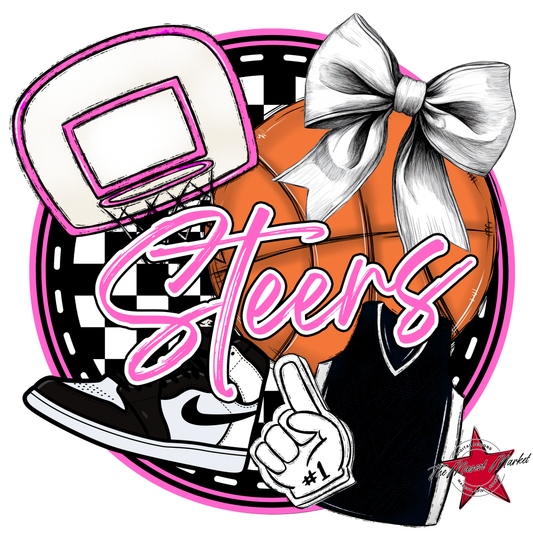 Steers Circle Basketball Design-Baby Pink