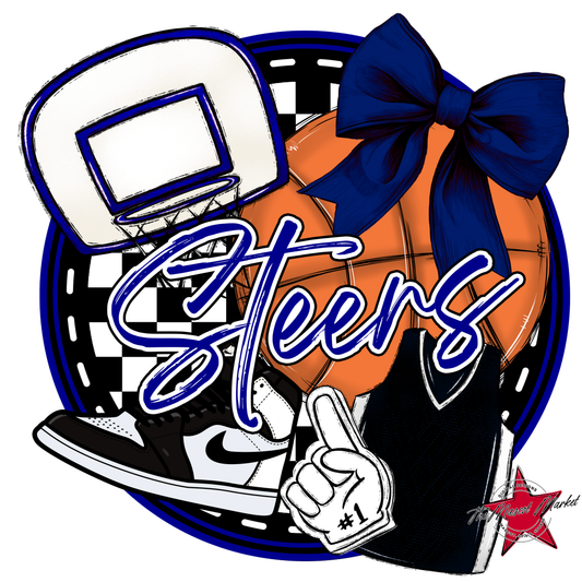 Steers Circle Basketball Design-Blue