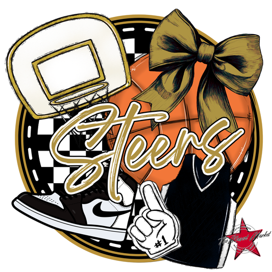 Steers Circle Basketball Design-Gold
