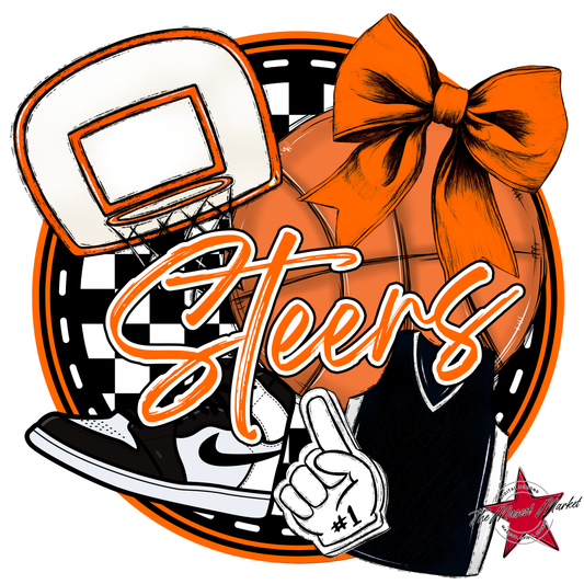 Steers Circle Basketball Design-Orange