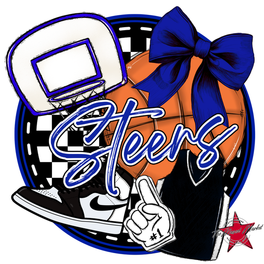 Steers Circle Basketball Design-Royal Blue