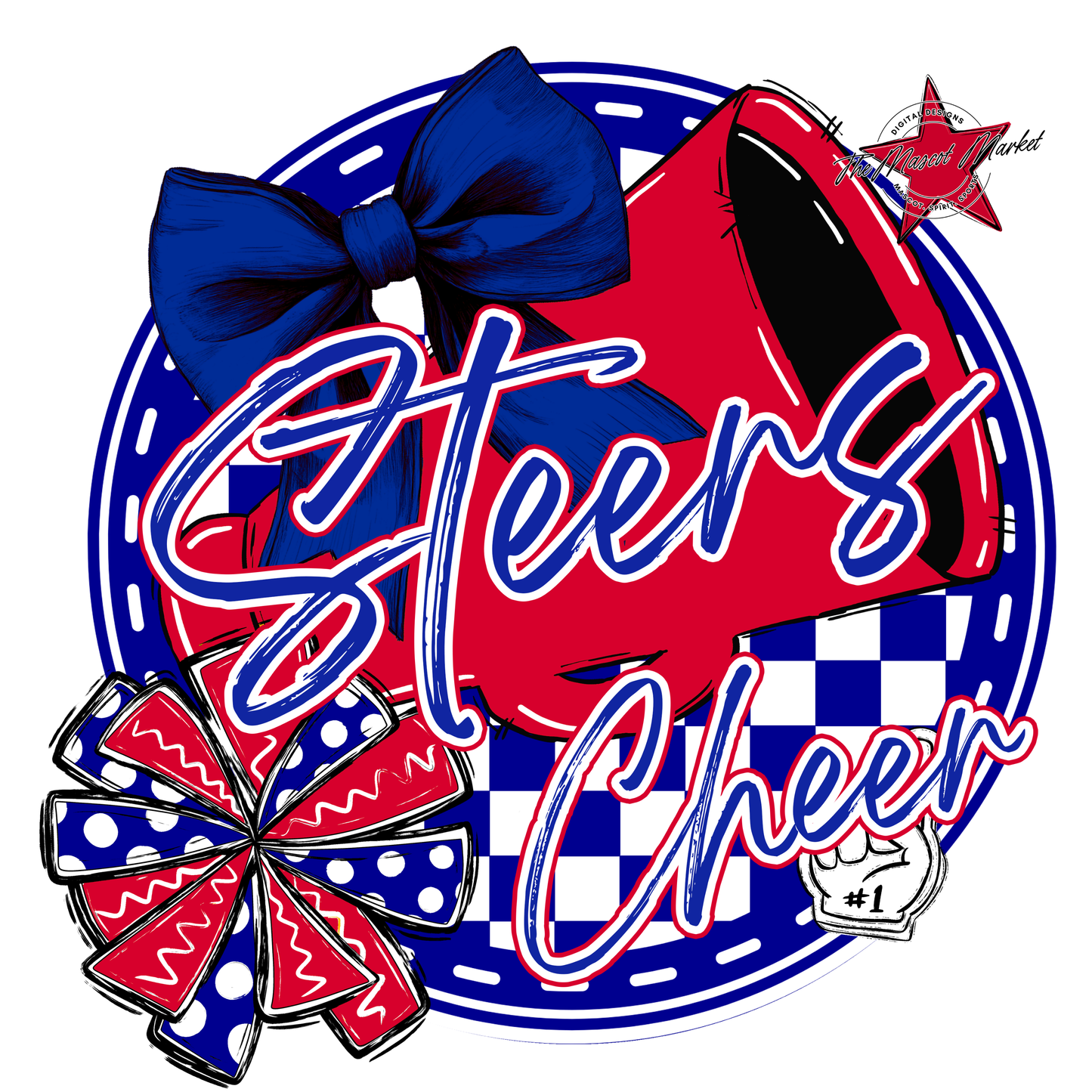Steers Circle Cheer Design-Blue-Red