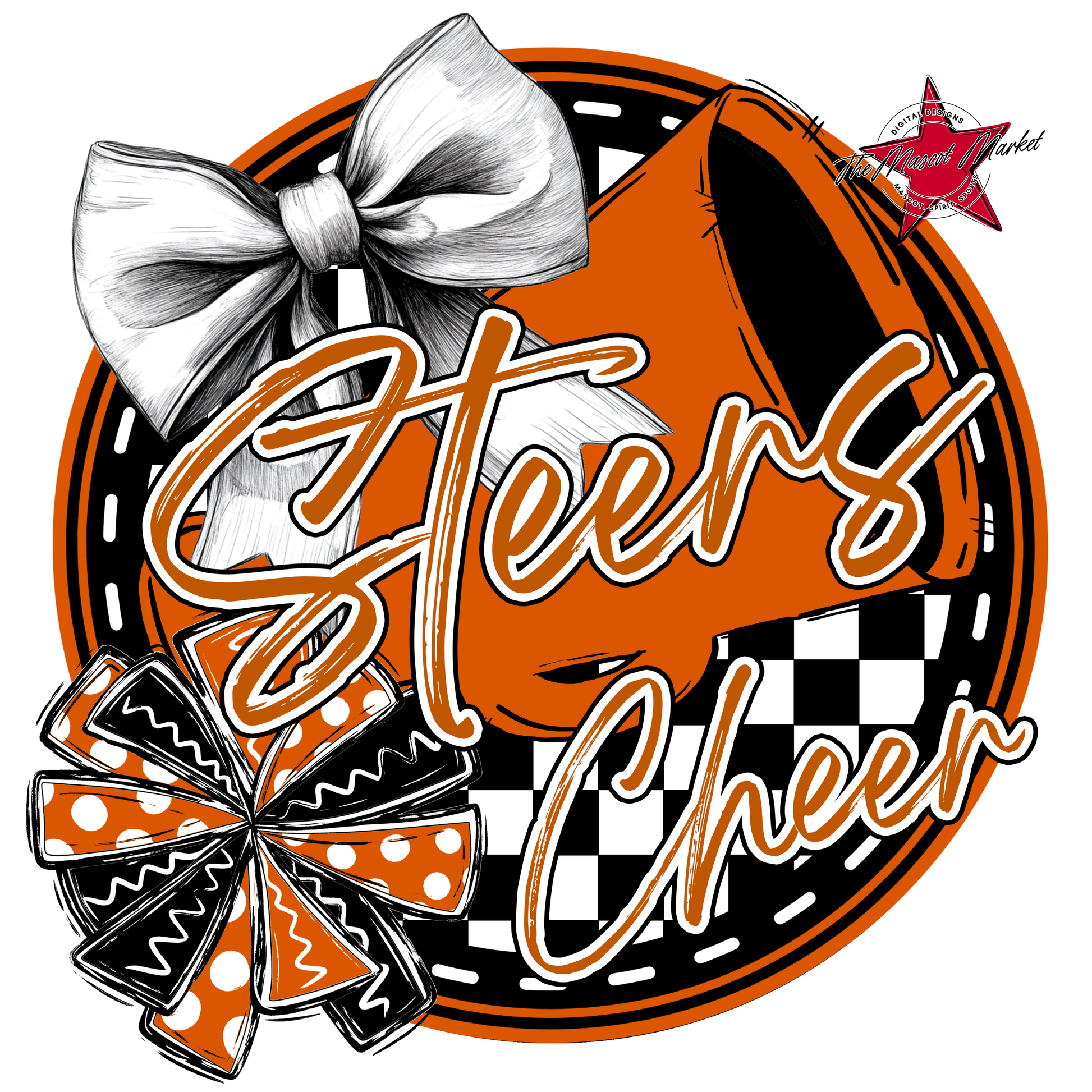Steers Circle Cheer Design-Burnt Orange