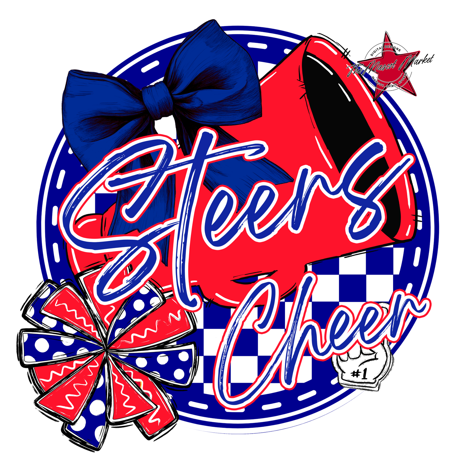 Steers Circle Cheer Design-Royal Blue-Red