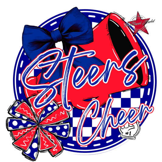 Steers Circle Cheer Design-Royal Blue-Red