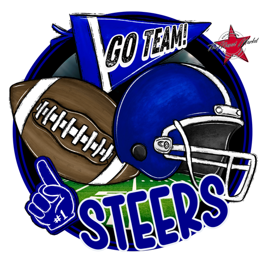 Steers Circle Football Design-Blue
