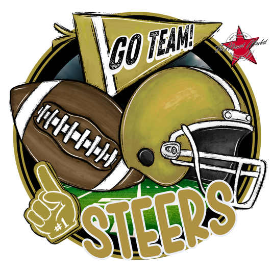 Steers Circle Football Design-Gold