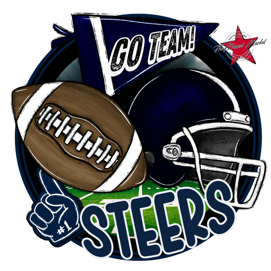 Steers Circle Football Design-Navy