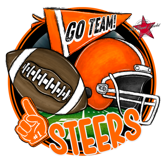 Steers Circle Football Design-Orange