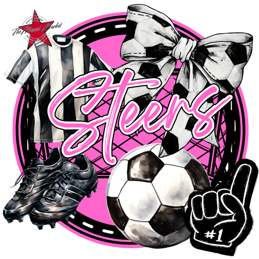 Steers Circle Soccer Design-Baby Pink