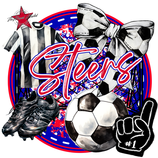 Steers Circle Soccer Design-Blue-Red