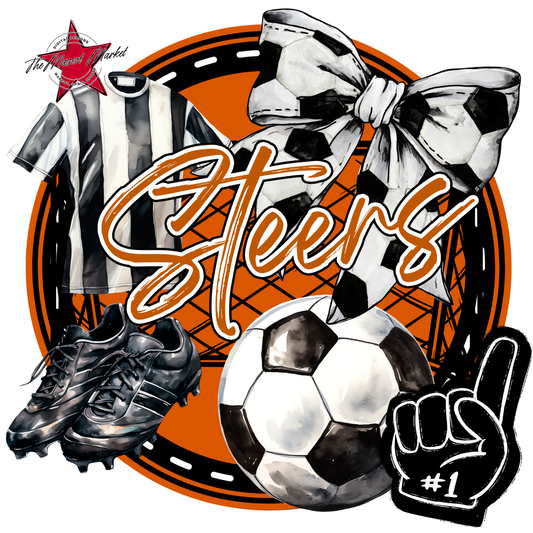 Steers Circle Soccer Design-Burnt Orange