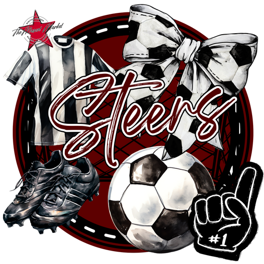 Steers Circle Soccer Design-Maroon