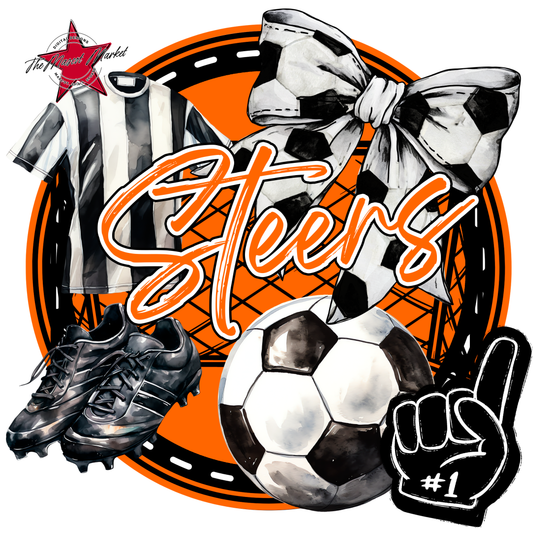 Steers Circle Soccer Design-Orange