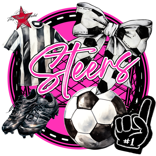 Steers Circle Soccer Design-Pink