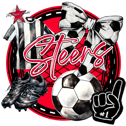 Steers Circle Soccer Design-Red