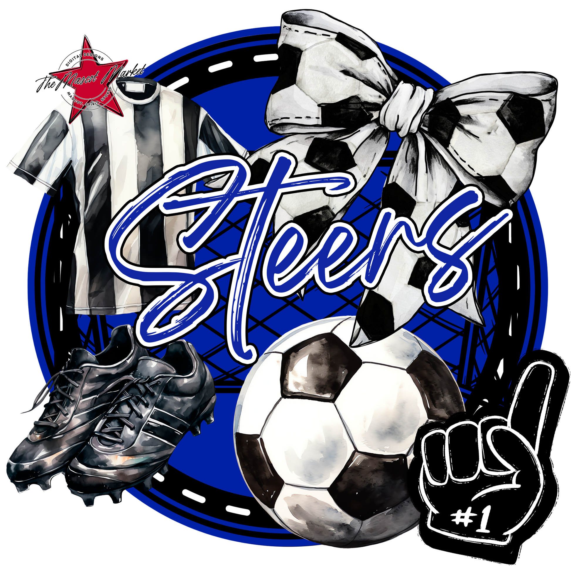 Steers Circle Soccer Design-Royal Blue