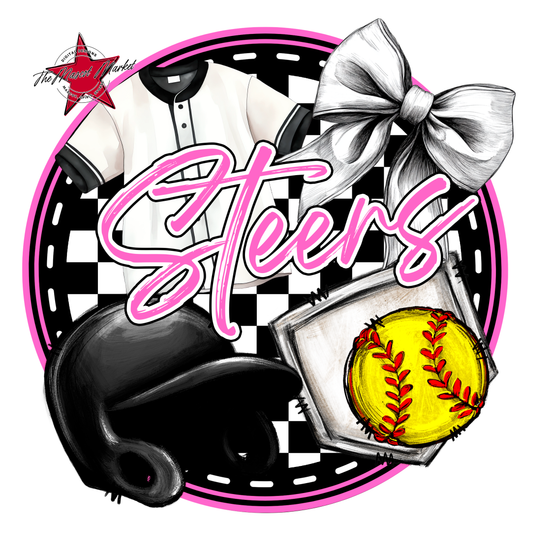 Steers Circle Softball Design-Baby Pink