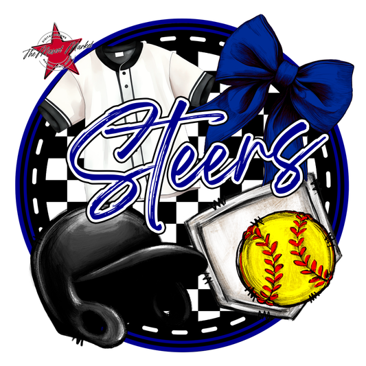 Steers Circle Softball Design-Blue