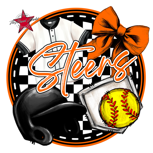 Steers Circle Softball Design-Orange