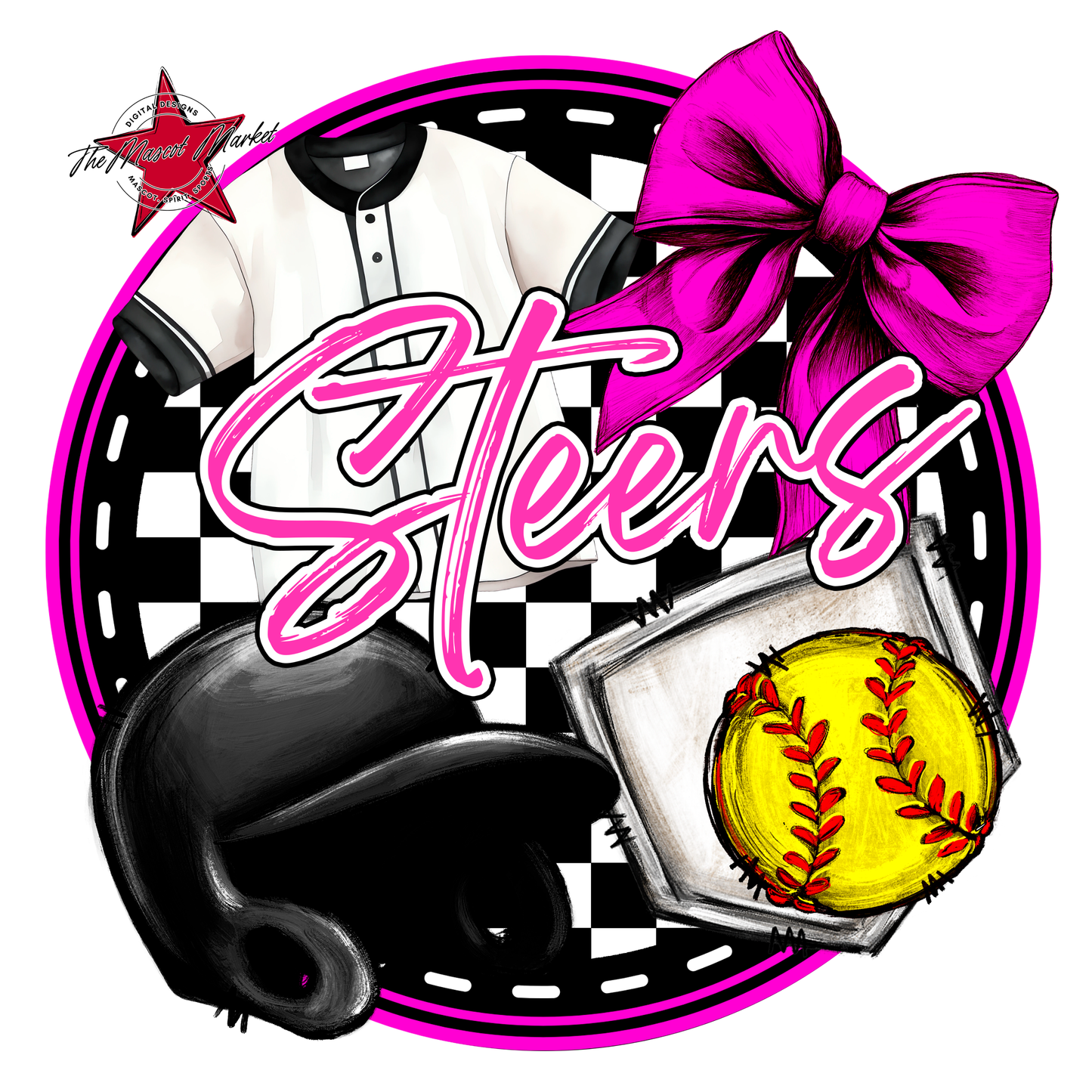 Steers Circle Softball Design-Pink