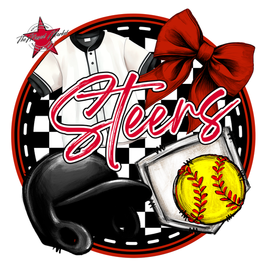 Steers Circle Softball Design-Red