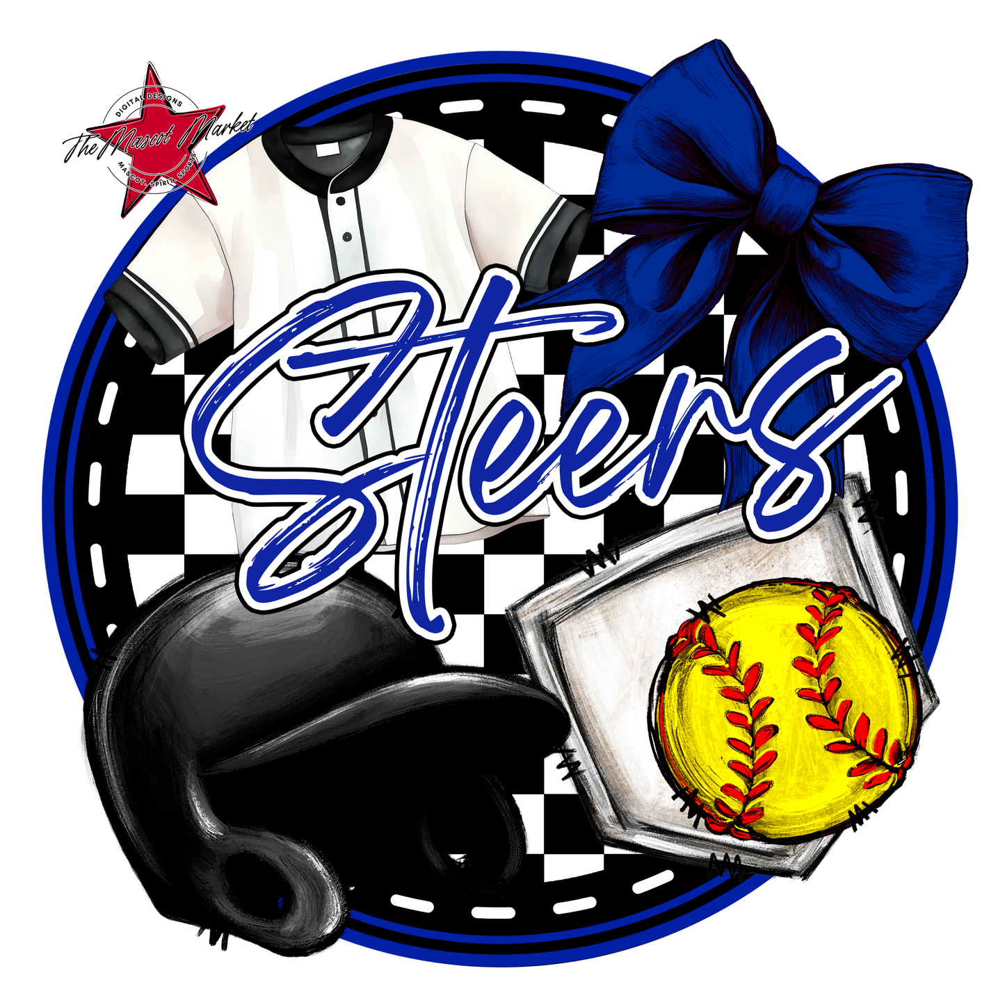 Steers Circle Softball Design-Royal Blue