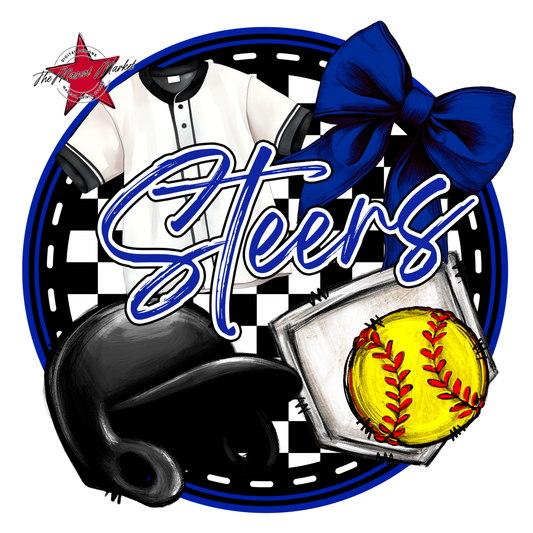 Steers Circle Softball Design-Royal Blue