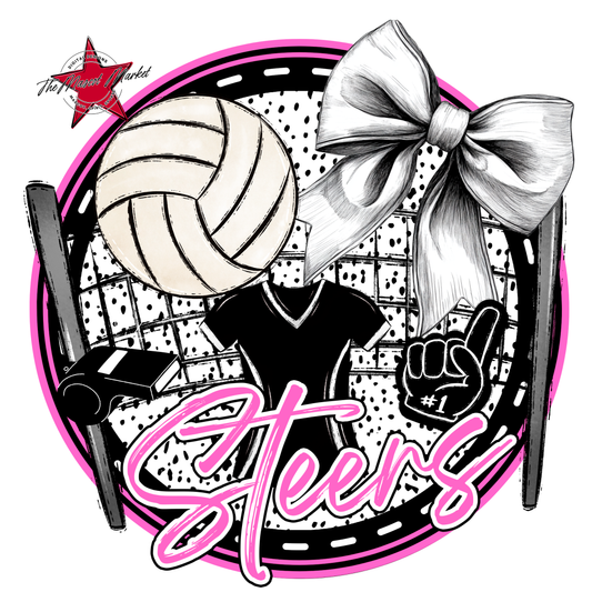 Steers Circle Volleyball Design-Baby Pink