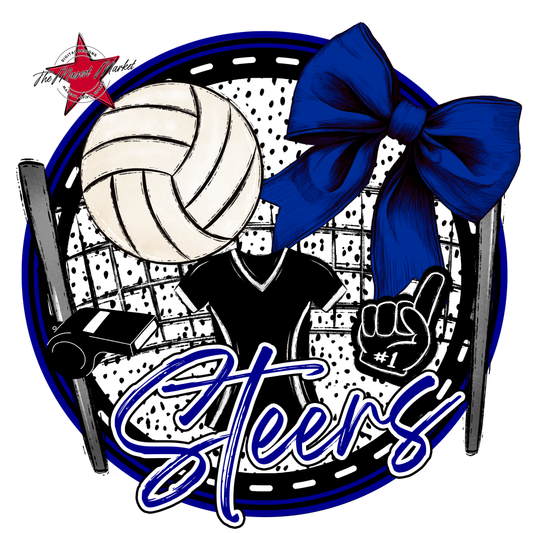 Steers Circle Volleyball Design-Blue
