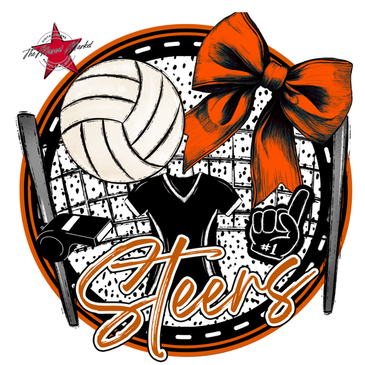 Steers Circle Volleyball Design-Burnt Orange