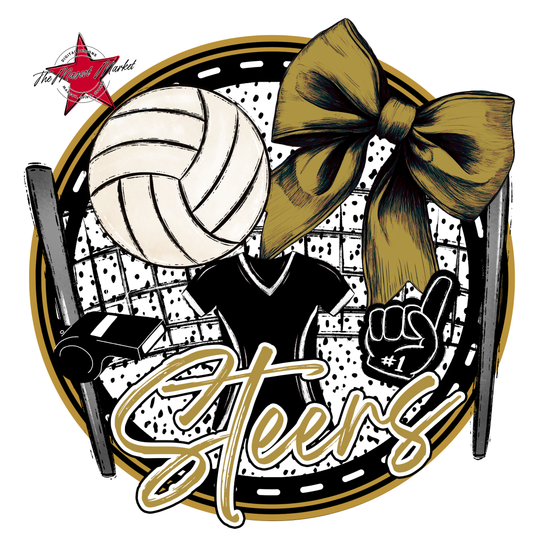 Steers Circle Volleyball Design-Gold