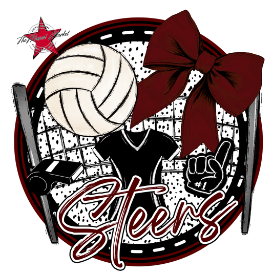 Steers Circle Volleyball Design-Maroon