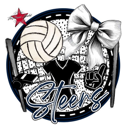 Steers Circle Volleyball Design-Navy