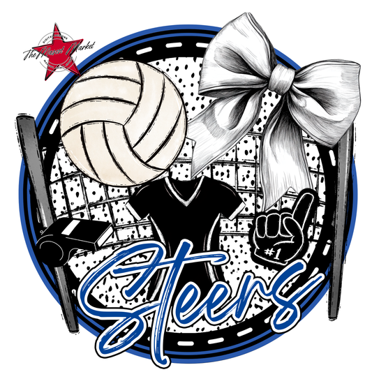 Steers Circle Volleyball Design-Off Blue