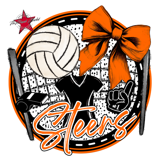 Steers Circle Volleyball Design-Orange