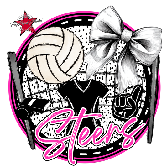 Steers Circle Volleyball Design-Pink