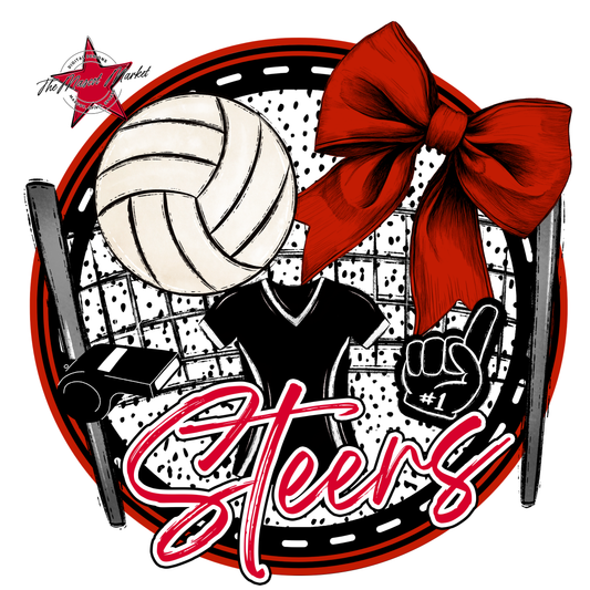 Steers Circle Volleyball Design-Red