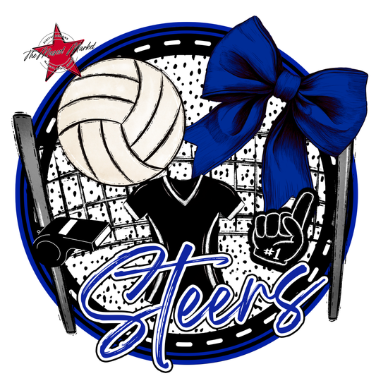 Steers Circle Volleyball Design-Royal Blue