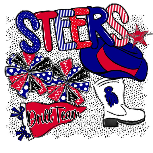Steers Drillteam Spirit-Blue & Red