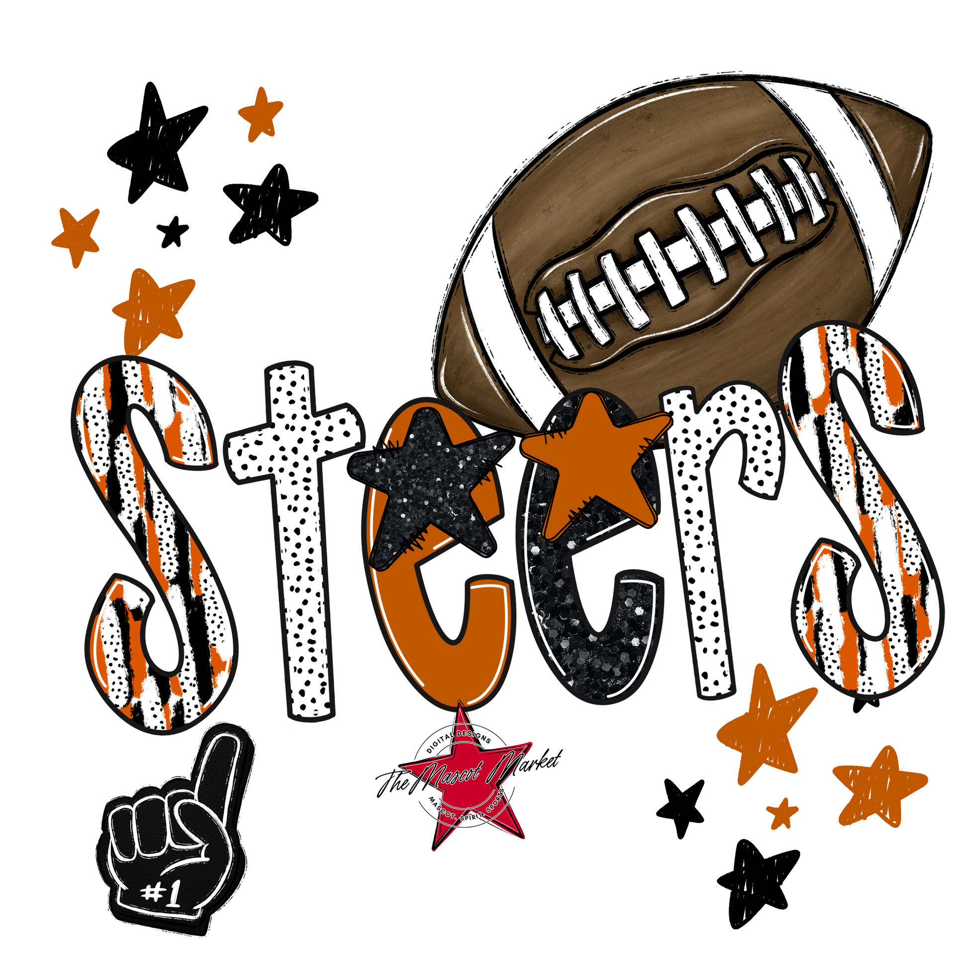 Steers Football Scrape-Burnt Orange