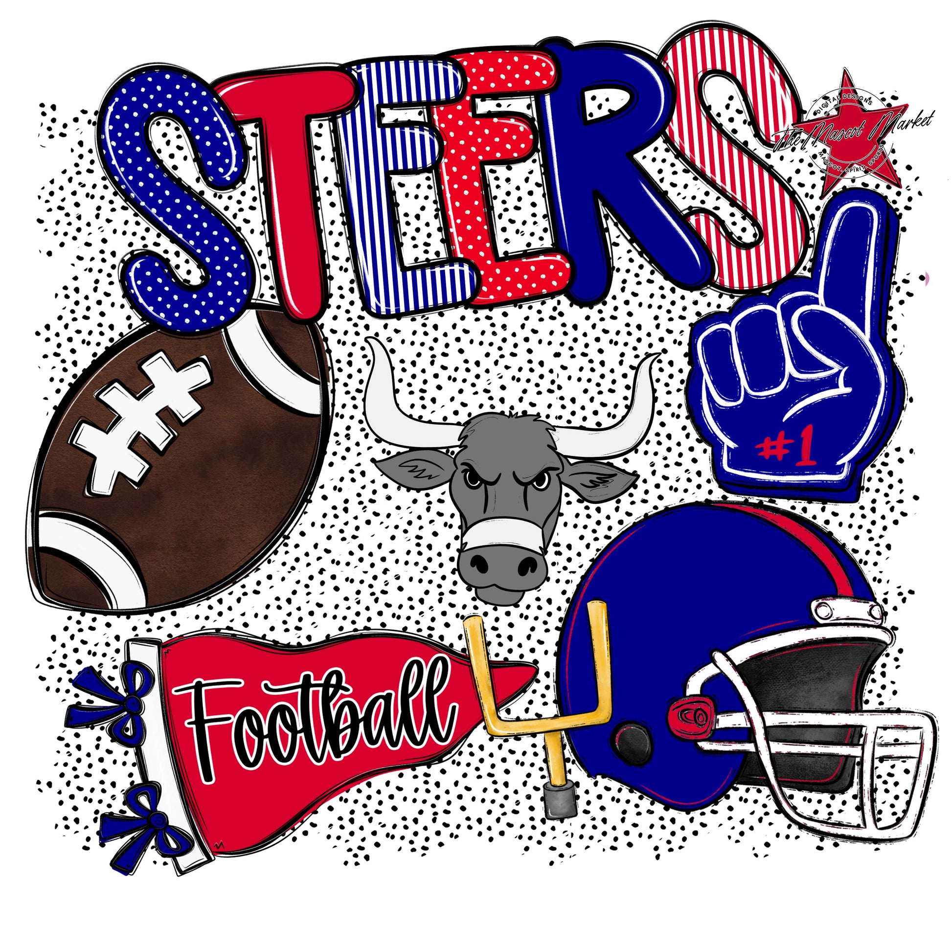 Steers Football Spirit-Blue & Red