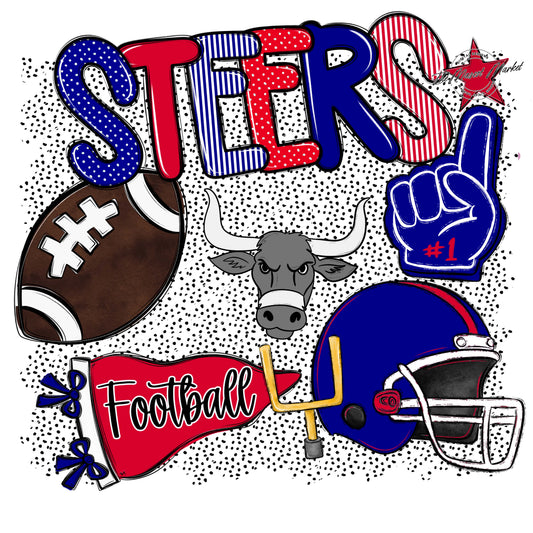 Steers Football Spirit-Blue & Red