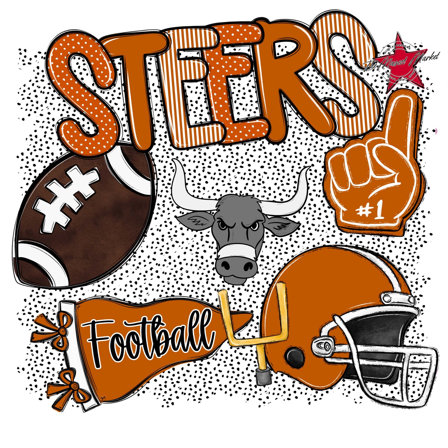 Steers Football Spirit-Burnt Orange