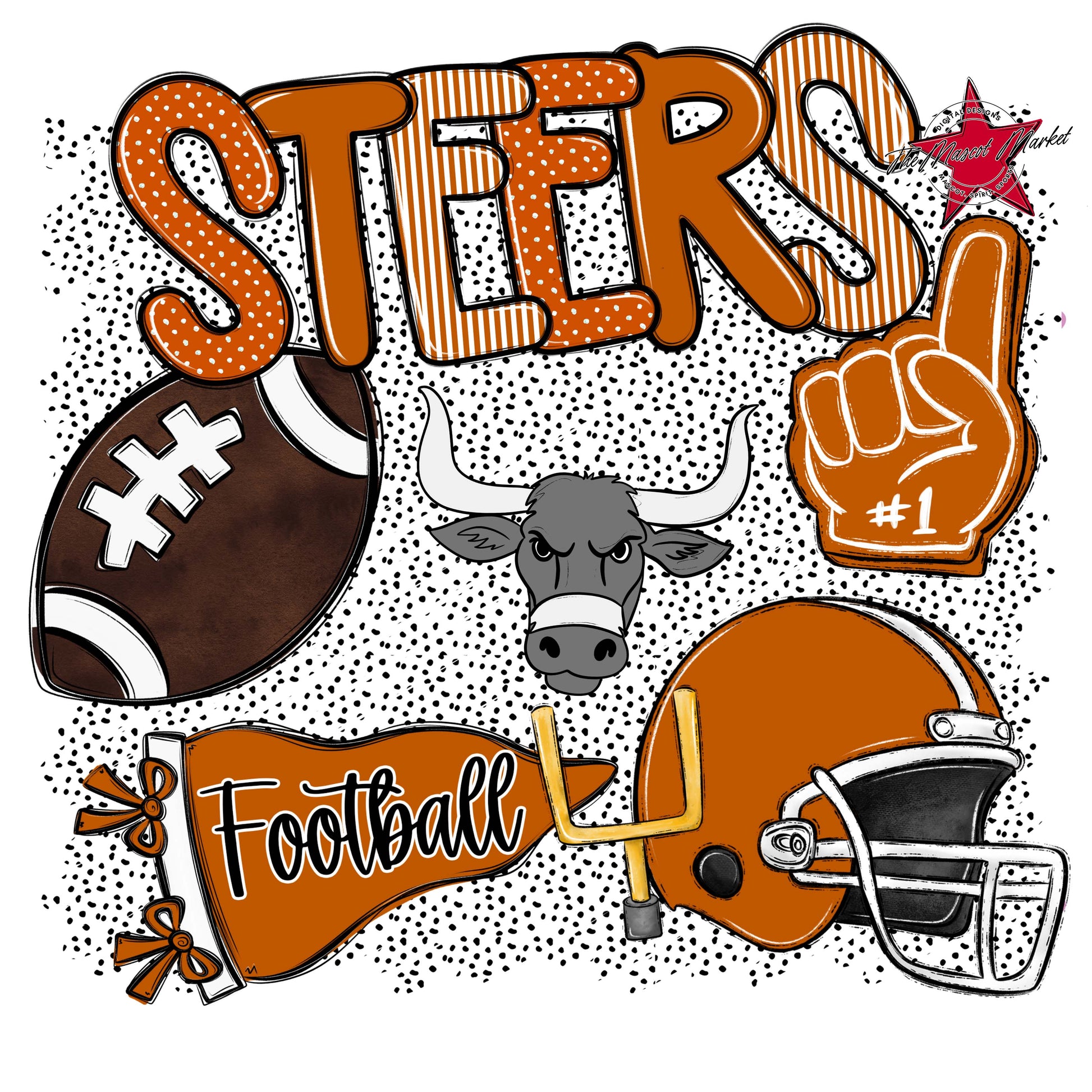 Steers Football Spirit-Burnt Orange