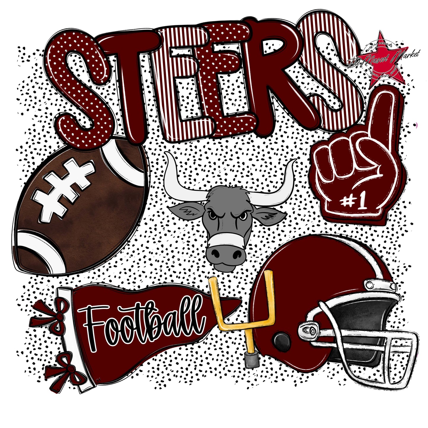 Steers Football Spirit-Maroon
