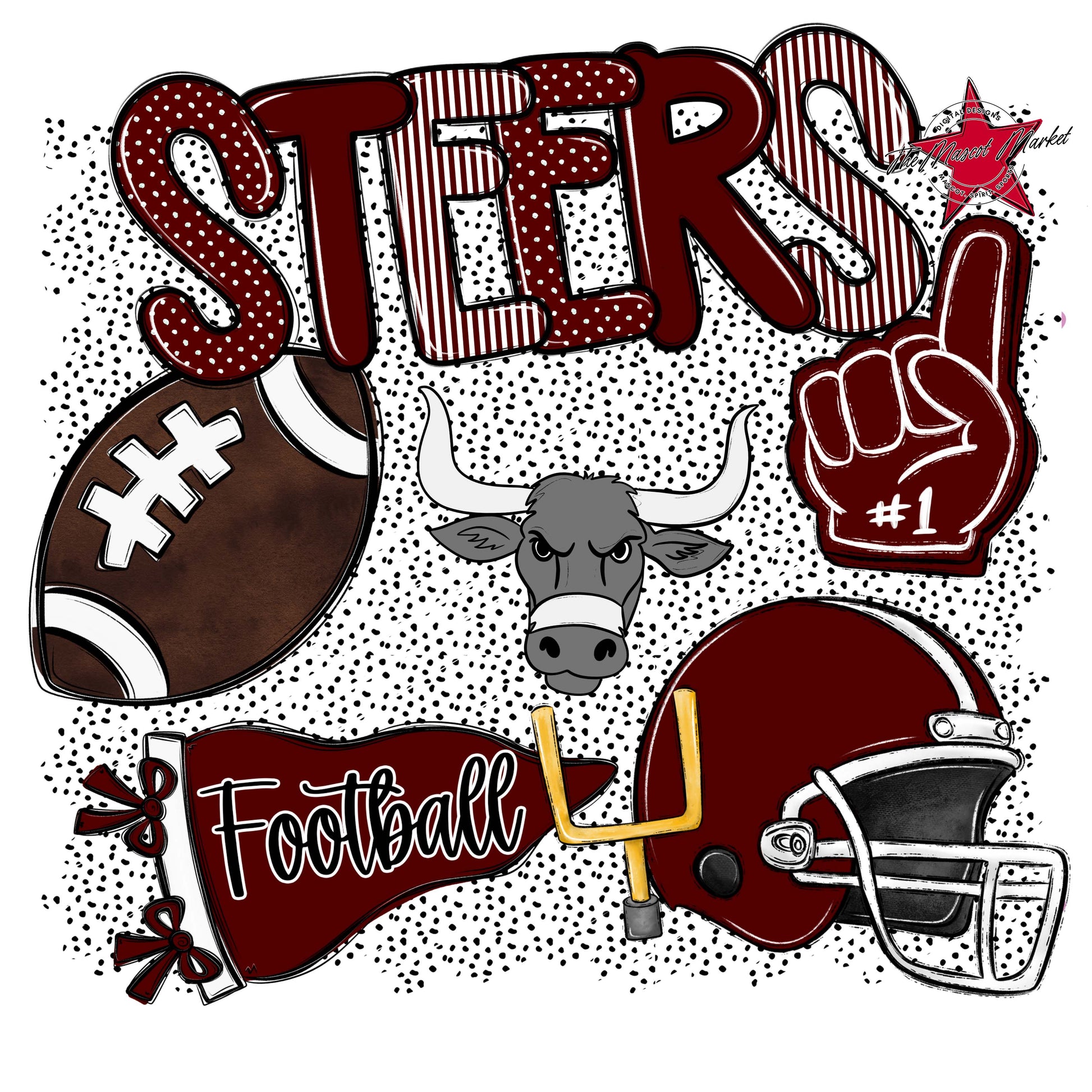 Steers Football Spirit-Maroon