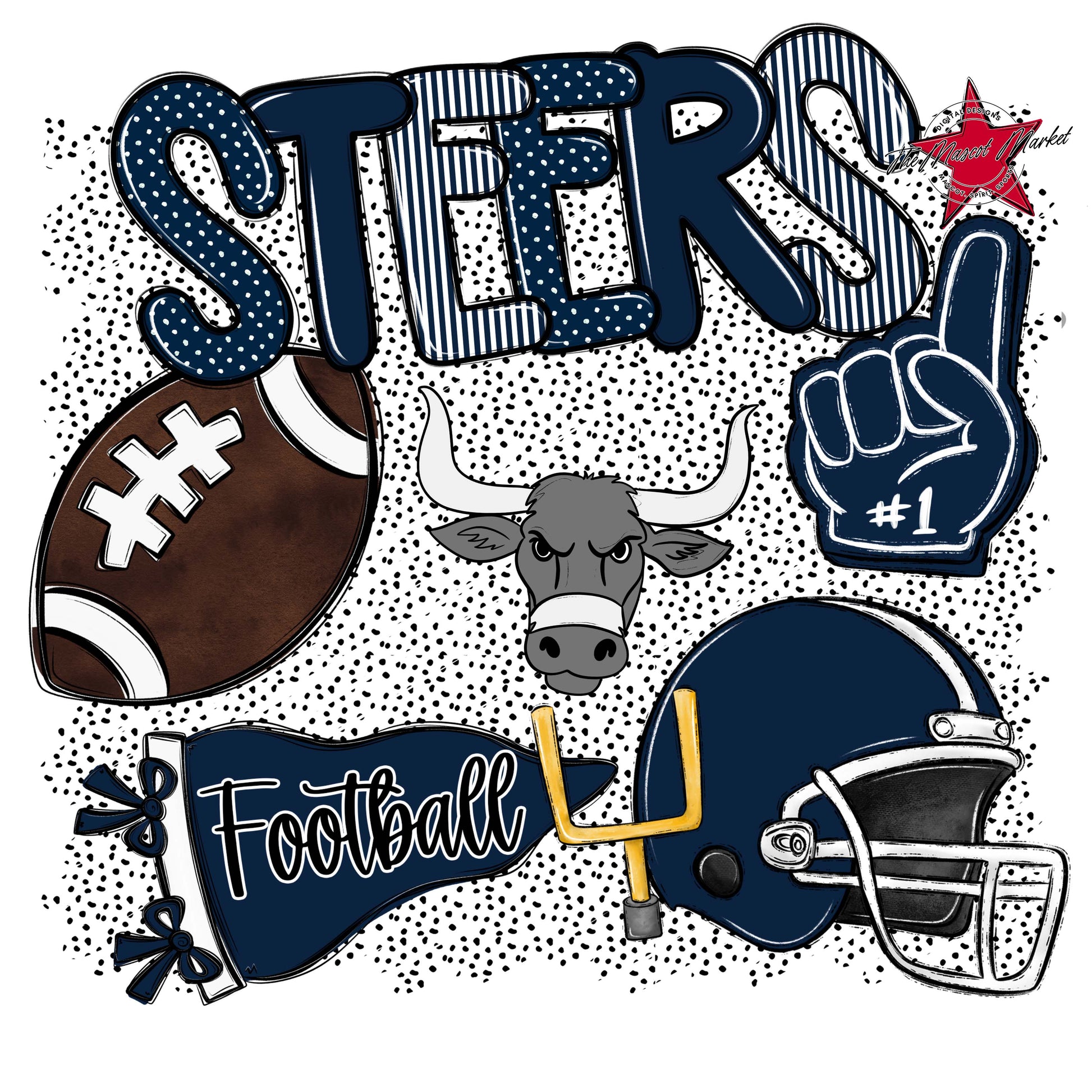 Steers Football Spirit-Navy