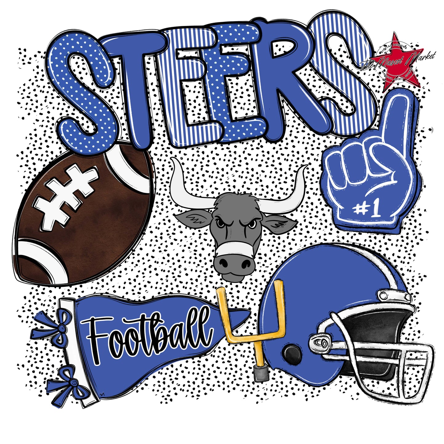 Steers Football Spirit-Off Blue